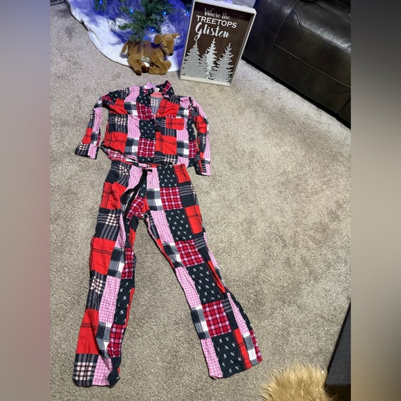 Victoria's Secret Women’s Patchwork Pajama Set - Red and Black Size S - Picture 4 of 8